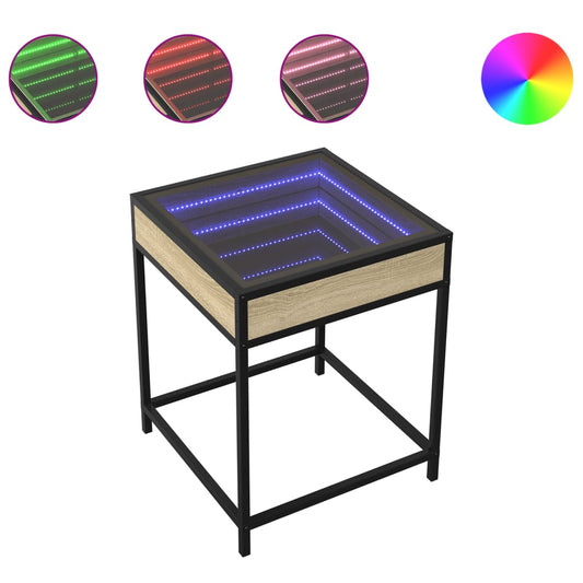 Coffee Table with Infinity LED Sonoma Oak 40x40x51 cm Coffee Table with Infinity LED Sonoma Oak 40x40x51 cm