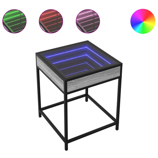 Coffee Table with Infinity LED Grey Sonoma 40x40x51 cm Coffee Table with Infinity LED Grey Sonoma 40x40x51 cm