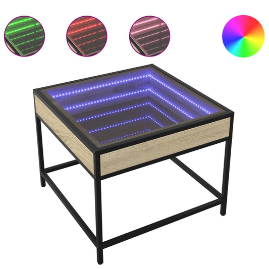 Coffee Table with Infinity LED Sonoma Oak 50x50x41 cm Coffee Table with Infinity LED Sonoma Oak 50x50x41 cm