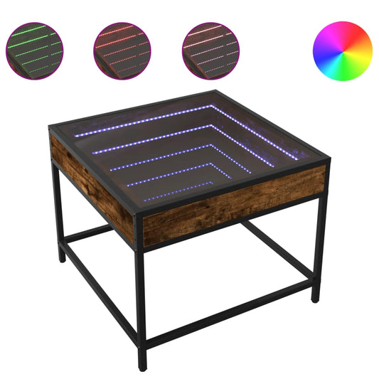 Coffee Table with Infinity LED Smoked Oak 50x50x41 cm Coffee Table with Infinity LED Smoked Oak 50x50x41 cm