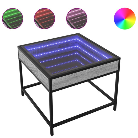 Coffee Table with Infinity LED Grey Sonoma 50x50x41 cm Coffee Table with Infinity LED Grey Sonoma 50x50x41 cm