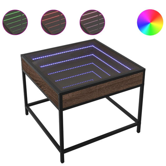 Coffee Table with Infinity LED Brown Oak 50x50x41 cm Coffee Table with Infinity LED Brown Oak 50x50x41 cm