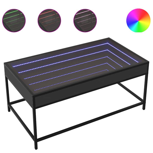 Coffee Table with Infinity LED Black 90x50x41 cm Coffee Table with Infinity LED Black 90x50x41 cm
