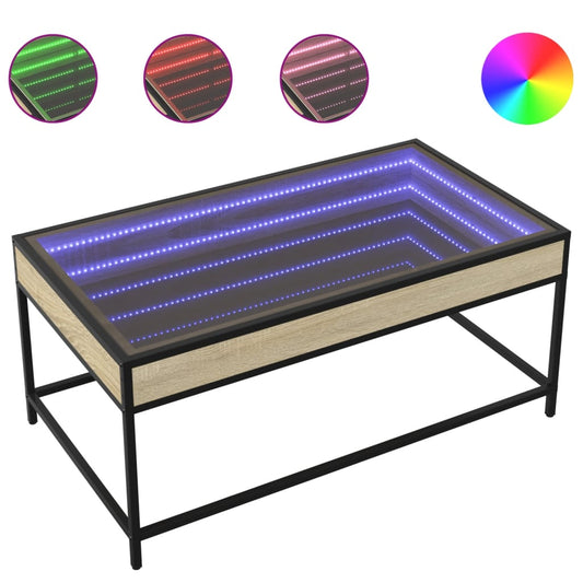 Coffee Table with Infinity LED Sonoma Oak 90x50x41 cm Coffee Table with Infinity LED Sonoma Oak 90x50x41 cm