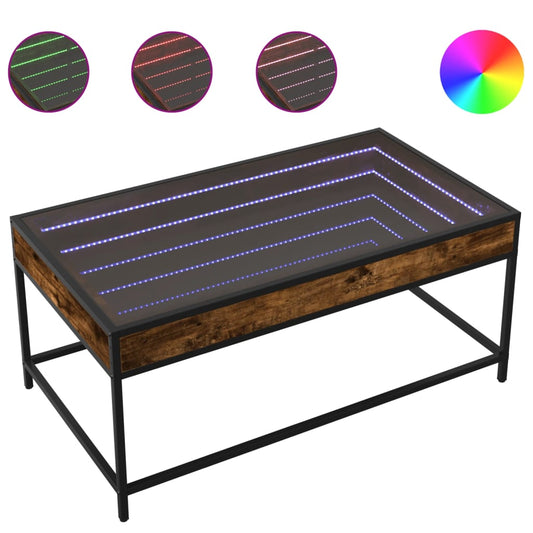 Coffee Table with Infinity LED Smoked Oak 90x50x41 cm Coffee Table with Infinity LED Smoked Oak 90x50x41 cm