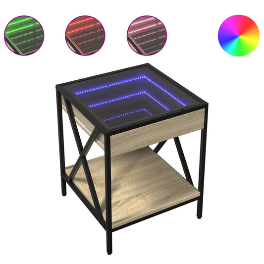 Coffee Table with Infinity LED Sonoma Oak 40x40x49 cm Coffee Table with Infinity LED Sonoma Oak 40x40x49 cm