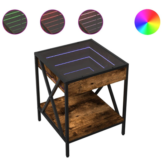 Coffee Table with Infinity LED Smoked Oak 40x40x49 cm Coffee Table with Infinity LED Smoked Oak 40x40x49 cm