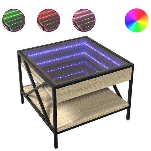 Coffee Table with Infinity LED Sonoma Oak 50x50x38 cm Coffee Table with Infinity LED Sonoma Oak 50x50x38 cm