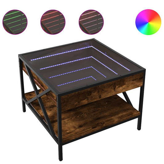 Coffee Table with Infinity LED Smoked Oak 50x50x38 cm Coffee Table with Infinity LED Smoked Oak 50x50x38 cm