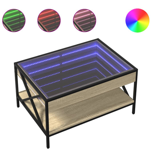 Coffee Table with Infinity LED Sonoma Oak 70x50x38 cm Coffee Table with Infinity LED Sonoma Oak 70x50x38 cm