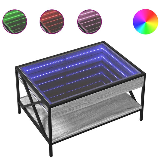 Coffee Table with Infinity LED Grey Sonoma 70x50x38 cm Coffee Table with Infinity LED Grey Sonoma 70x50x38 cm