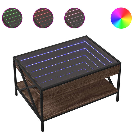 Coffee Table with Infinity LED Brown Oak 70x50x38 cm Coffee Table with Infinity LED Brown Oak 70x50x38 cm