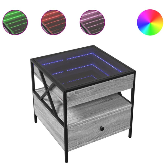 Coffee Table with Infinity LED Grey Sonoma 50x50x51 cm Coffee Table with Infinity LED Grey Sonoma 50x50x51 cm