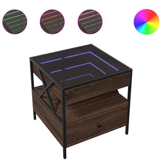 Coffee Table with Infinity LED Brown Oak 50x50x51 cm Coffee Table with Infinity LED Brown Oak 50x50x51 cm