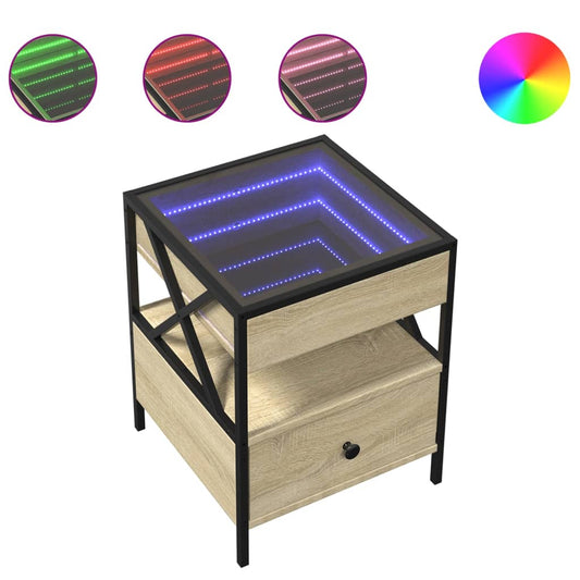 Coffee Table with Infinity LED Sonoma Oak 40x40x51 cm Coffee Table with Infinity LED Sonoma Oak 40x40x51 cm