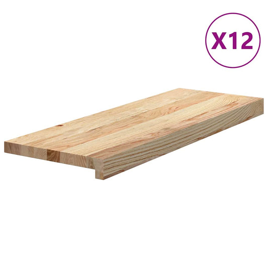Stair Treads 12 pcs Untreated 70x25x2 cm Solid Wood Oak Stair Treads 12 pcs Untreated 70x25x2 cm Solid Wood Oak