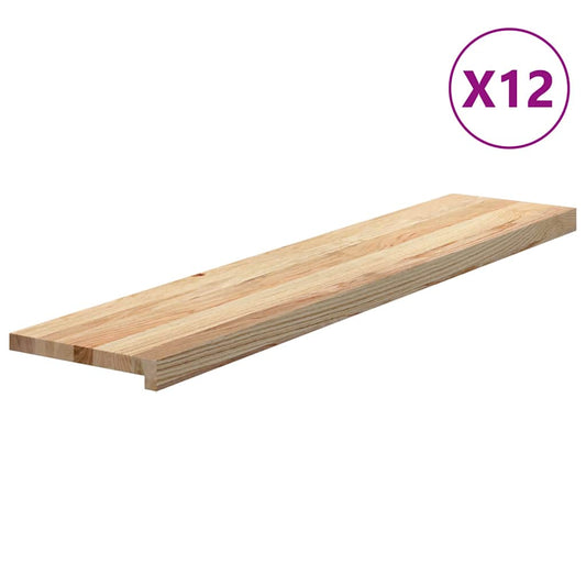 Stair Treads 12 pcs Untreated 120x25x2 cm Solid Wood Oak Stair Treads 12 pcs Untreated 120x25x2 cm Solid Wood Oak