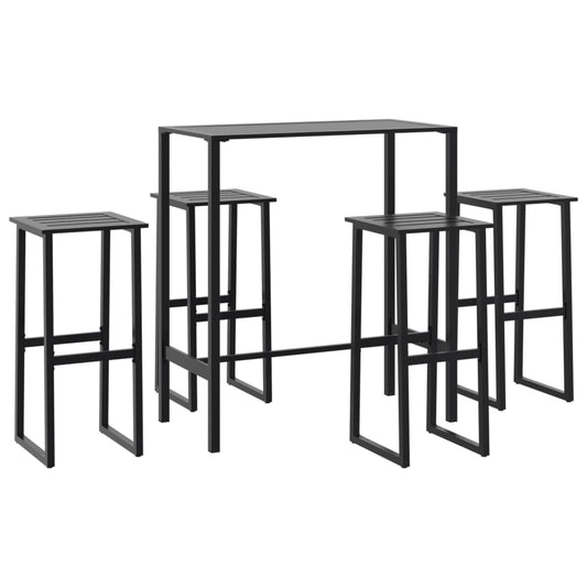 5 Piece Garden Bar Set Black Powder-coated Steel 5 Piece Garden Bar Set Black Powder-coated Steel