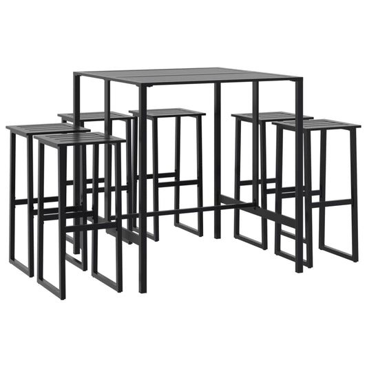 7 Piece Garden Bar Set Black Powder-coated Steel 7 Piece Garden Bar Set Black Powder-coated Steel
