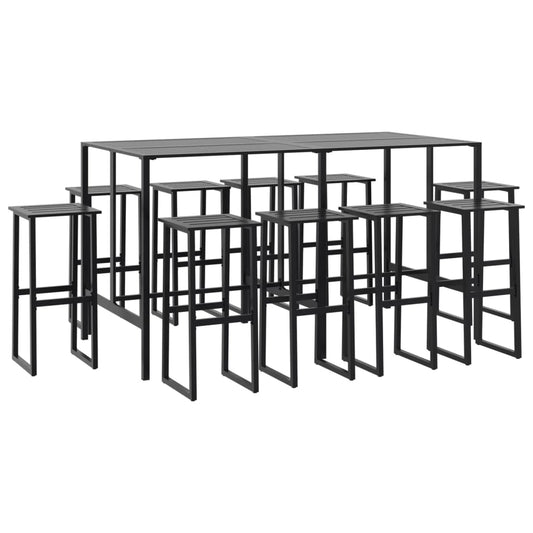 11 Piece Garden Bar Set Black Powder-coated Steel 11 Piece Garden Bar Set Black Powder-coated Steel