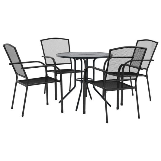 Stackable Garden Chair Set 5 pcs Anthracite Powder-coated Steel Stackable Garden Chair Set 5 pcs Anthracite Powder-coated Steel
