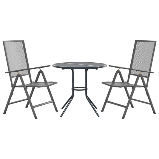 Reclining Garden Chair Set 3 pcs Anthracite Powder-coated Steel Reclining Garden Chair Set 3 pcs Anthracite Powder-coated Steel