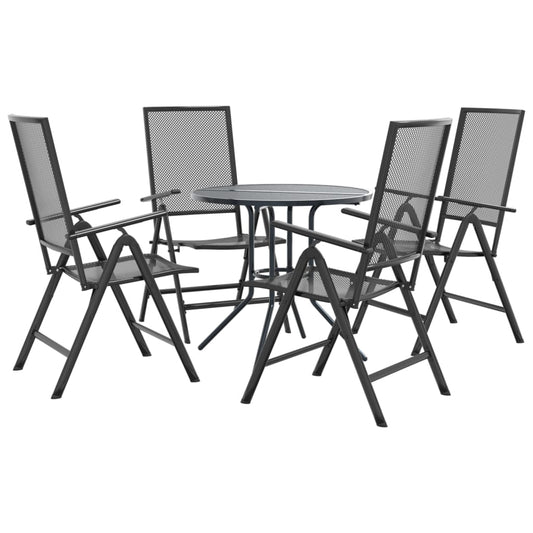 Reclining Garden Chair Set 5 pcs Anthracite Powder-coated Steel Reclining Garden Chair Set 5 pcs Anthracite Powder-coated Steel