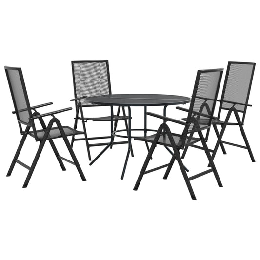 Reclining Garden Chair Set 5 pcs Anthracite Powder-coated Steel Reclining Garden Chair Set 5 pcs Anthracite Powder-coated Steel