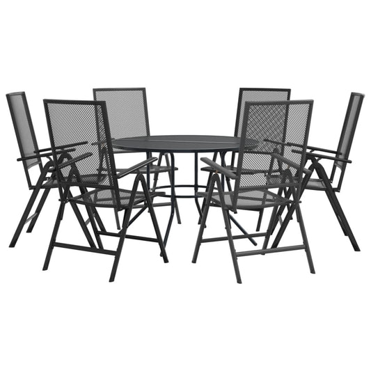 Reclining Garden Chair Set 7 pcs Anthracite Powder-coated Steel Reclining Garden Chair Set 7 pcs Anthracite Powder-coated Steel