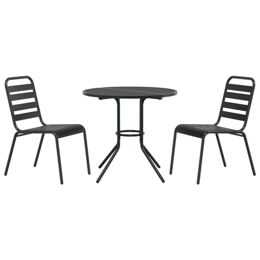 Stackable Garden Chair Set 3 pcs Anthracite Powder-coated Steel Stackable Garden Chair Set 3 pcs Anthracite Powder-coated Steel
