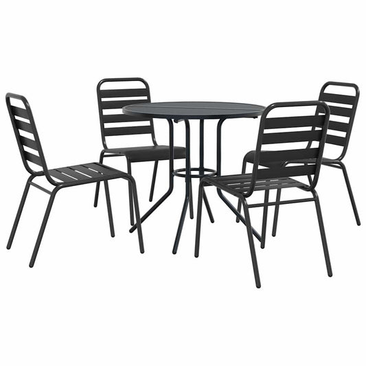 Stackable Garden Chair Set 5 pcs Anthracite Powder-coated Steel Stackable Garden Chair Set 5 pcs Anthracite Powder-coated Steel