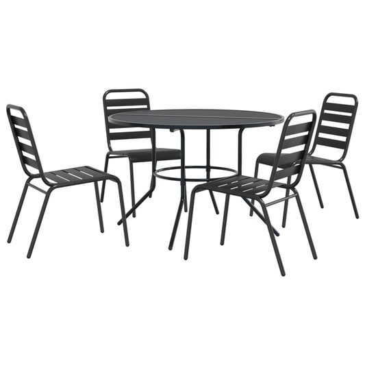 Stackable Garden Chair Set 5 pcs Anthracite Powder-coated Steel Stackable Garden Chair Set 5 pcs Anthracite Powder-coated Steel