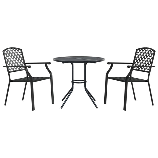 Stackable Garden Chair Set 3 pcs Anthracite Powder-coated Steel Stackable Garden Chair Set 3 pcs Anthracite Powder-coated Steel