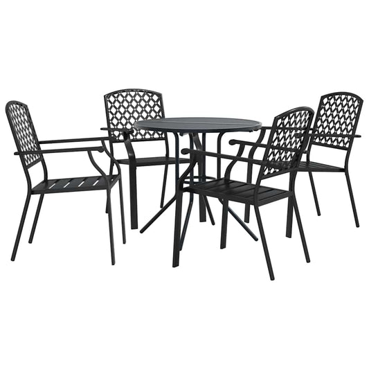 Stackable Garden Chair Set 5 pcs Anthracite Powder-coated Steel Stackable Garden Chair Set 5 pcs Anthracite Powder-coated Steel