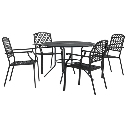 Stackable Garden Chair Set 5 pcs Anthracite Powder-coated Steel Stackable Garden Chair Set 5 pcs Anthracite Powder-coated Steel