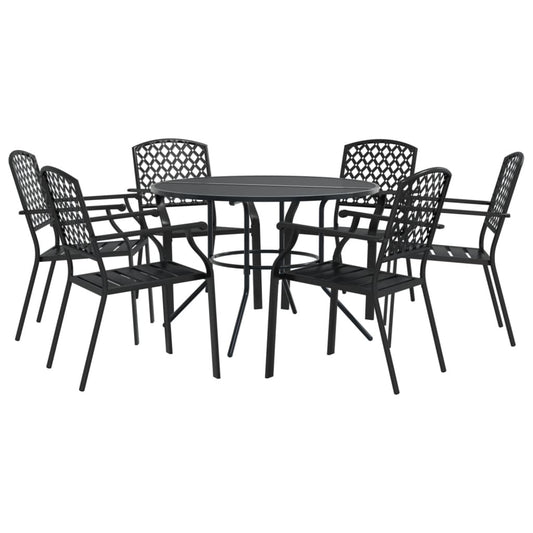 Stackable Garden Chair Set 7 pcs Anthracite Powder-coated Steel Stackable Garden Chair Set 7 pcs Anthracite Powder-coated Steel