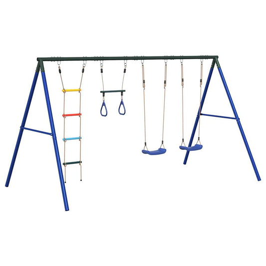 Outdoor Swing Set with Swings, Trapeze, Ladder Outdoor Swing Set with Swings, Trapeze, Ladder