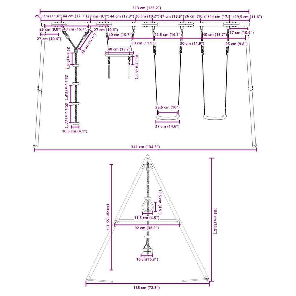 Outdoor Swing Set with Swings, Trapeze, Disc Swing