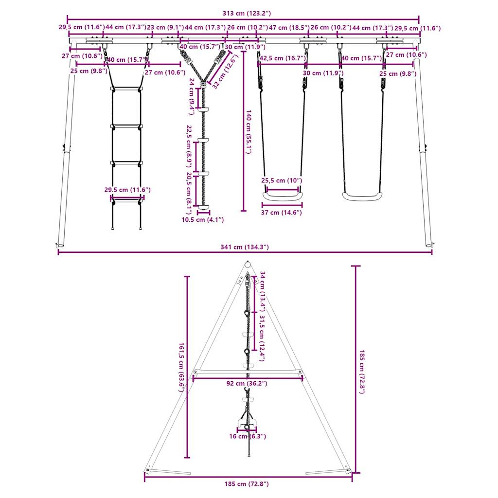 Outdoor Swing Set with Swings, Ladder, Disc Swing