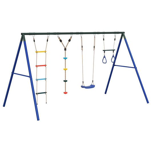 Outdoor Swing Set with Swing, Trapeze, Ladder, Disc Swing Outdoor Swing Set with Swing, Trapeze, Ladder, Disc Swing