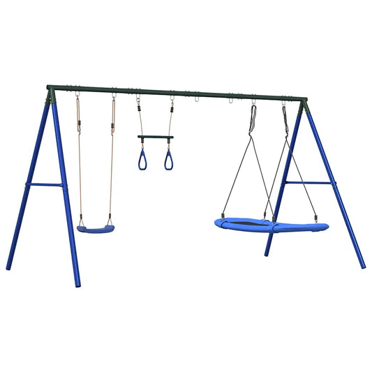 Outdoor Swing Set with Swing, Trapeze, Nest Swing Outdoor Swing Set with Swing, Trapeze, Nest Swing