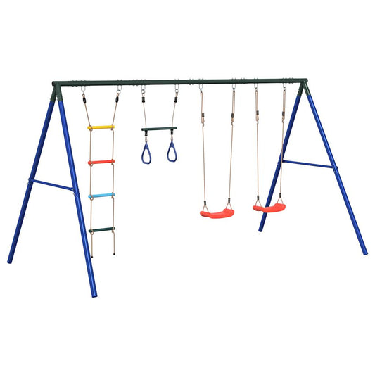Outdoor Swing Set with Swings, Trapeze, Ladder Outdoor Swing Set with Swings, Trapeze, Ladder