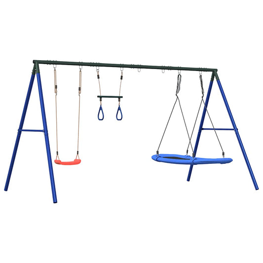 Outdoor Swing Set with Swing, Trapeze, Nest Swing Outdoor Swing Set with Swing, Trapeze, Nest Swing