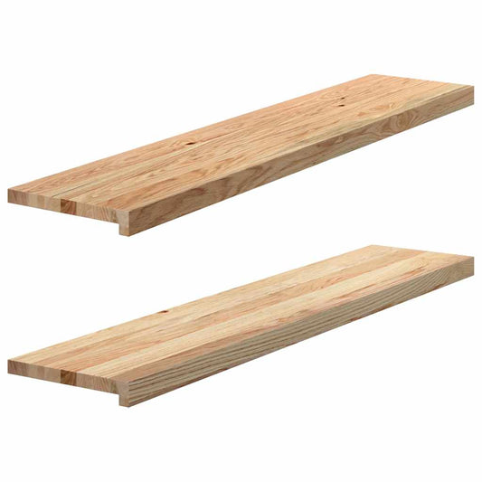 Stair Treads 2 pcs Untreated 120x25x2 cm Solid Wood Oak Stair Treads 2 pcs Untreated 120x25x2 cm Solid Wood Oak