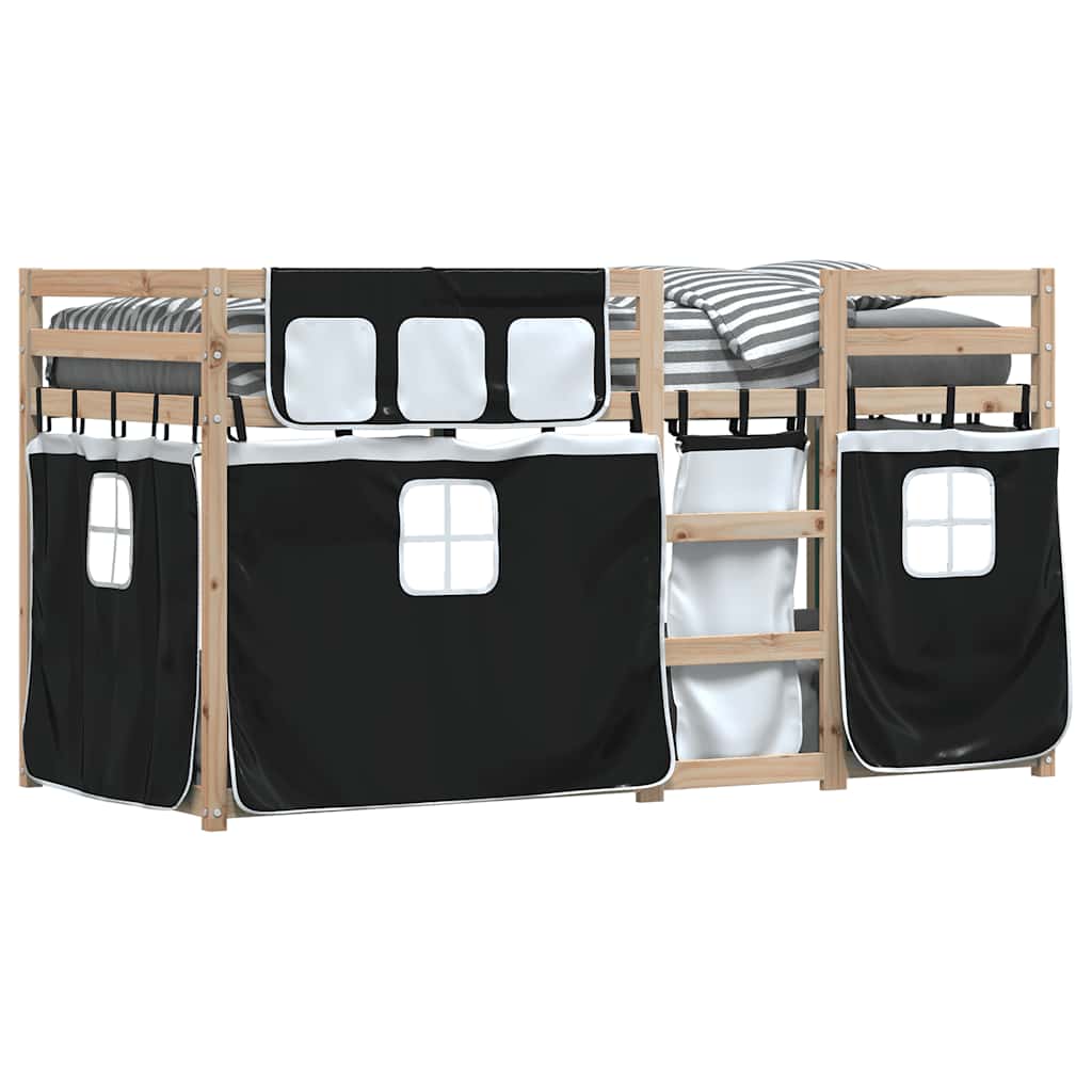 Bunk Bed without Mattress White&Black 90x200 cm Solid Wood Pine