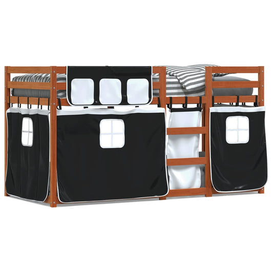 Bunk Bed without Mattress White&Black 90x200 cm Solid Wood Pine Bunk Bed without Mattress White&Black 90x200 cm Solid Wood Pine