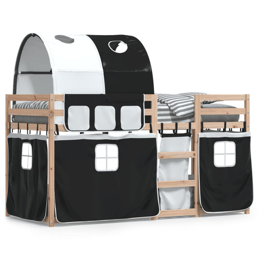 Bunk Bed without Mattress White&Black 90x200 cm Solid Wood Pine Bunk Bed without Mattress White&Black 90x200 cm Solid Wood Pine