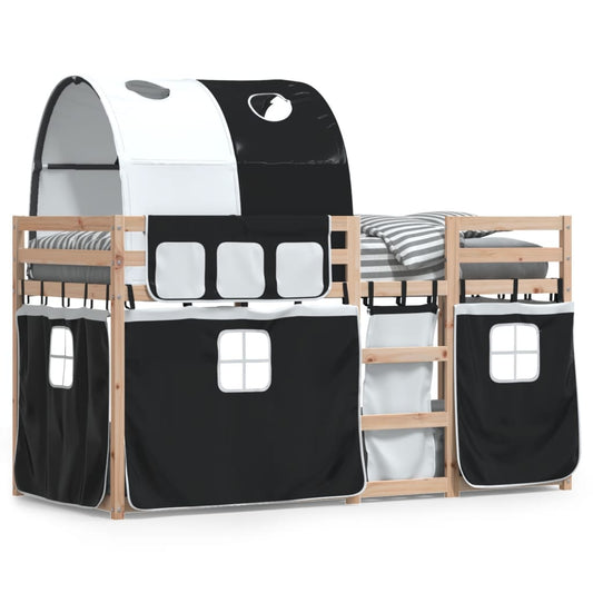 Bunk Bed without Mattress White&Black 80x200 cm Solid Wood Pine Bunk Bed without Mattress White&Black 80x200 cm Solid Wood Pine