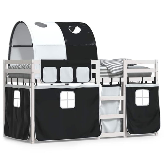 Bunk Bed without Mattress White&Black 80x200 cm Solid Wood Pine Bunk Bed without Mattress White&Black 80x200 cm Solid Wood Pine