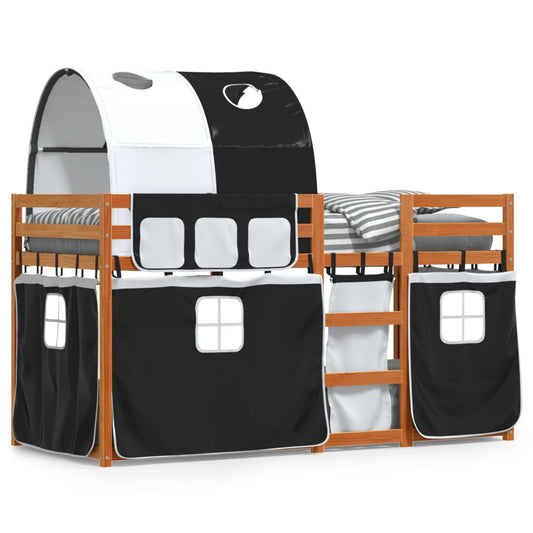 Bunk Bed without Mattress White&Black 90x200 cm Solid Wood Pine Bunk Bed without Mattress White&Black 90x200 cm Solid Wood Pine